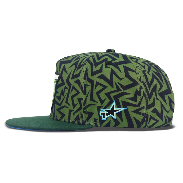 Green Cartoon Rocket Rubber Snapback Cap