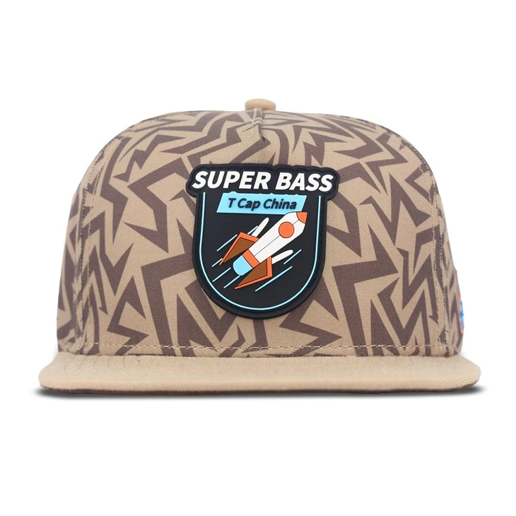 Light Brown Rocket Rubber Snapback Cap