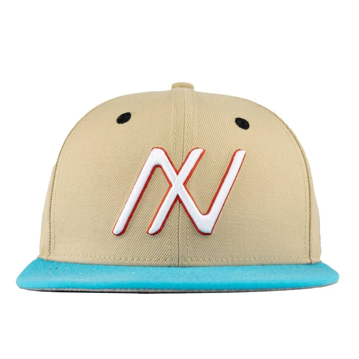 TCAP Customize Acrylic Wool Blend Hat Flat Brim 6panel Beige Fitted Baseball Caps